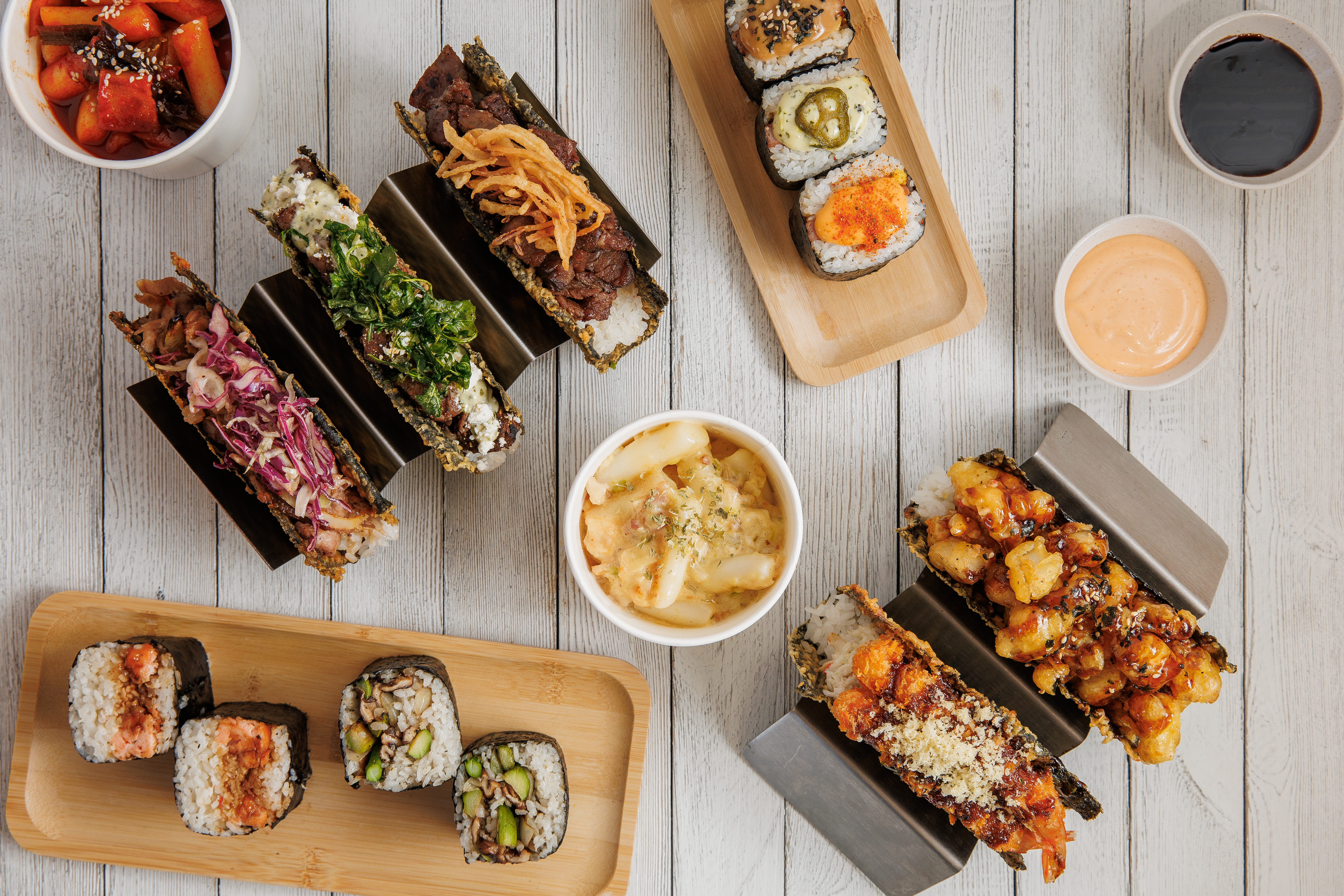 Taco musubi and musubi spread at Musubi Square